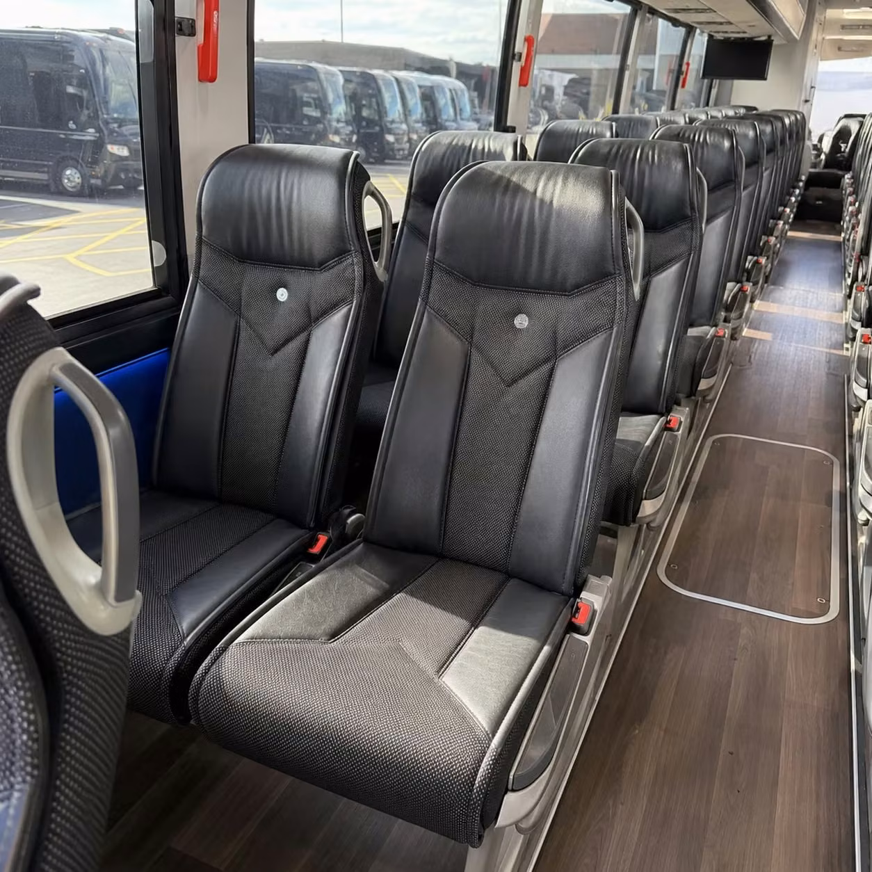corona charter bus rental interior